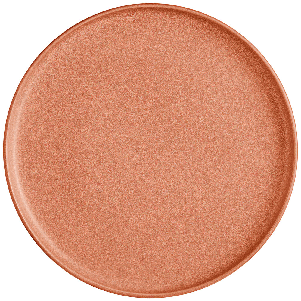 Acopa Pangea 10 1/2" Terra Cotta Matte Coupe Porcelain Plate - Sample