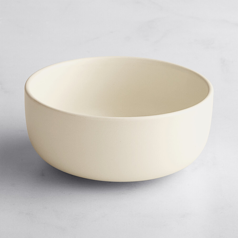 Acopa Pangea 16 oz. Fog White Matte Porcelain Bowl - Sample