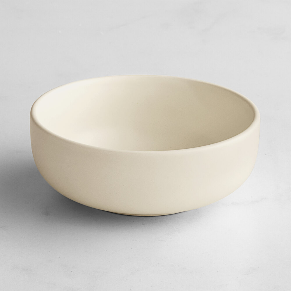 Acopa Pangea 10 oz. Fog White Matte Porcelain Nappie Bowl - Sample