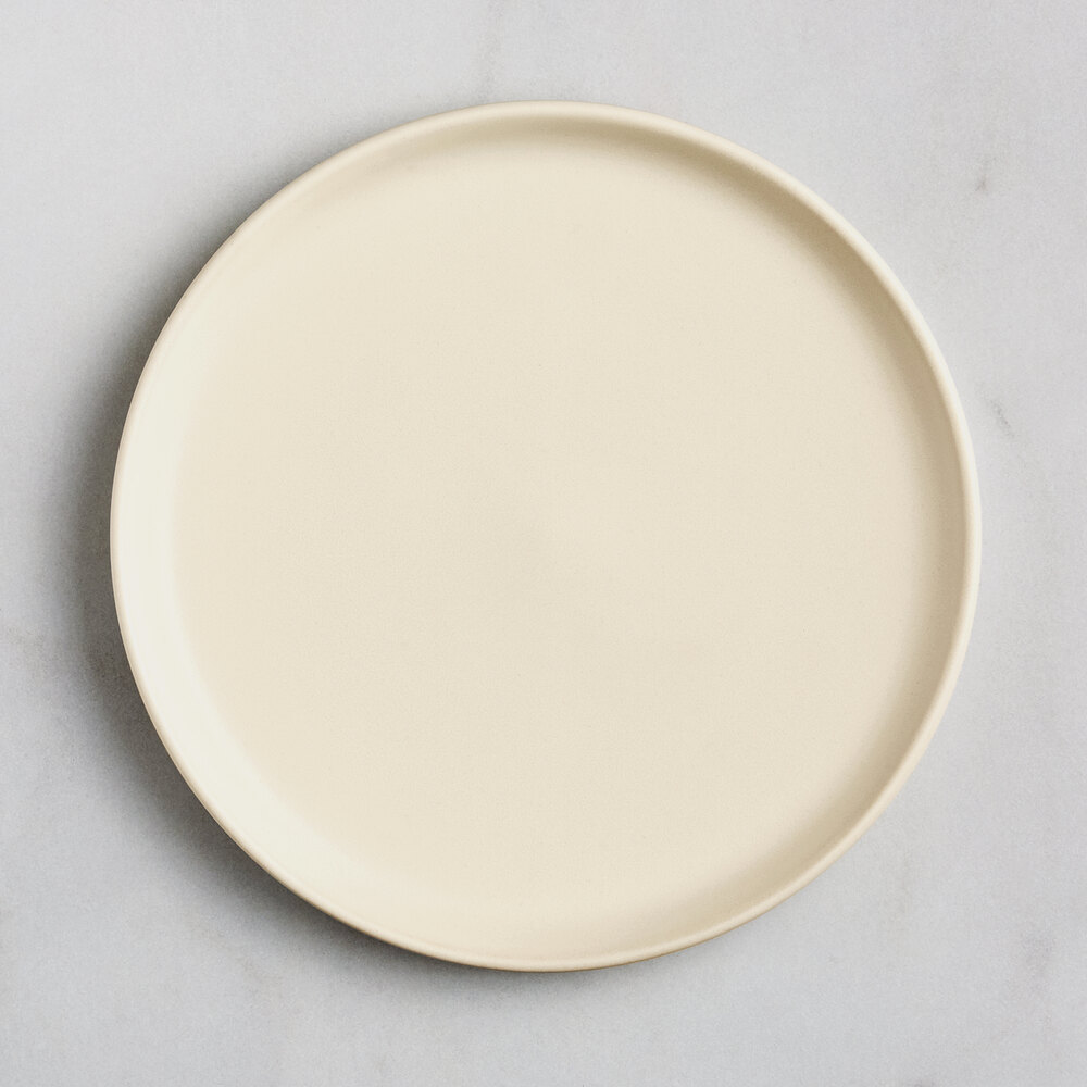 Acopa Pangea 6 1/2" Fog White Matte Coupe Porcelain Plate - Sample