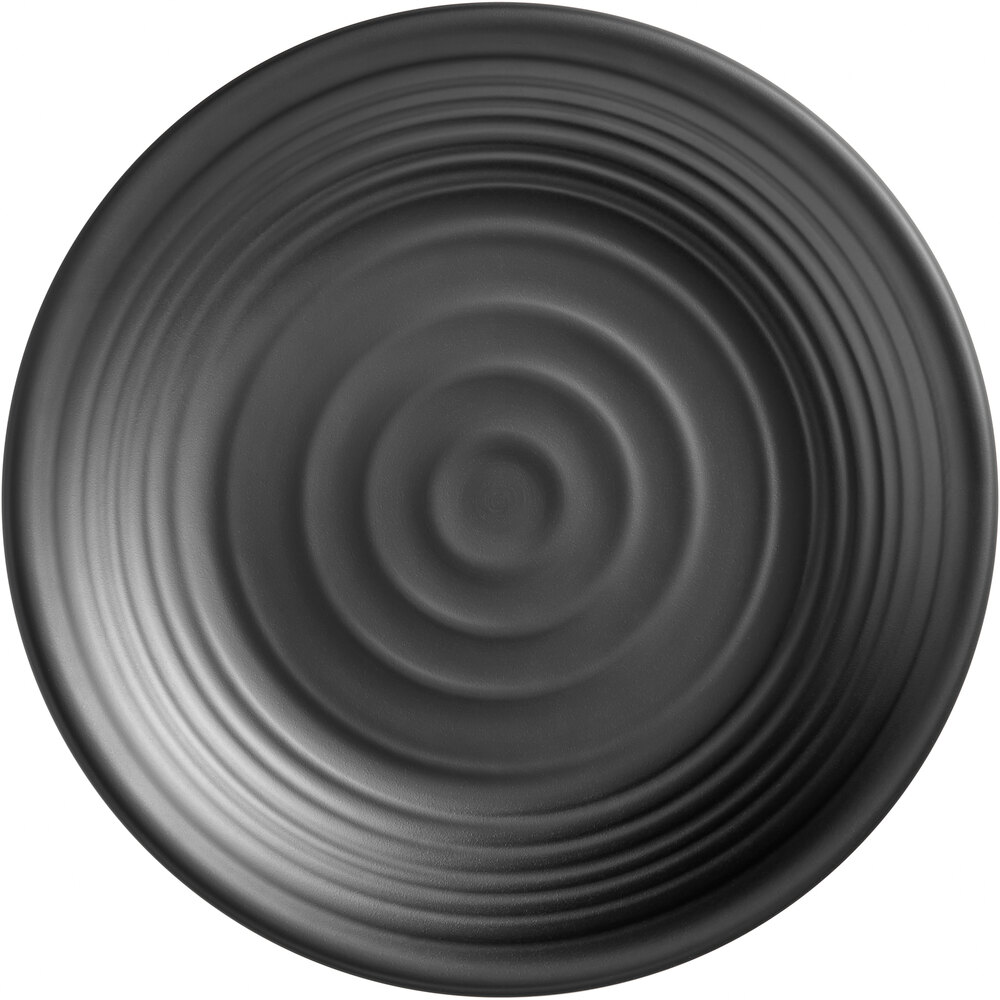Acopa Izumi 10 5/8" Matte Black Melamine Coupe Plate - Sample