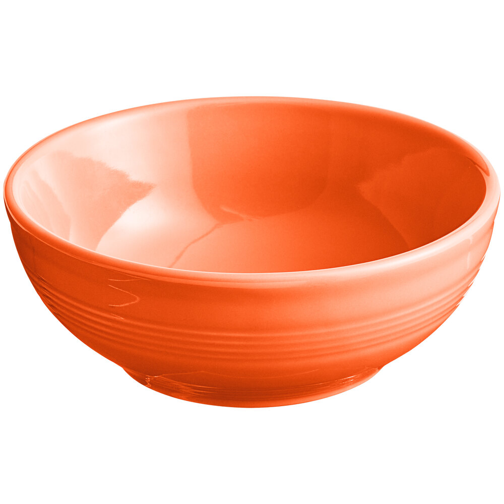 Acopa Capri 19 oz. Valencia Orange Stoneware Bistro Bowl - Sample