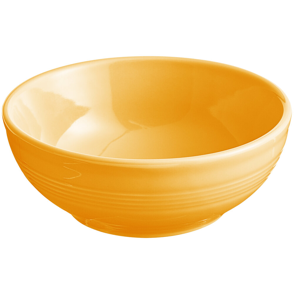 Acopa Capri 19 oz. Mango Orange Stoneware Bistro Bowl - Sample
