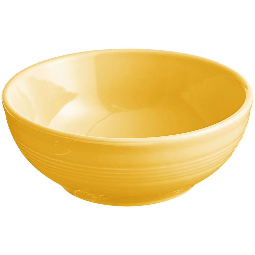 Acopa Capri 19 oz. Citrus Yellow Stoneware Bistro Bowl - Sample