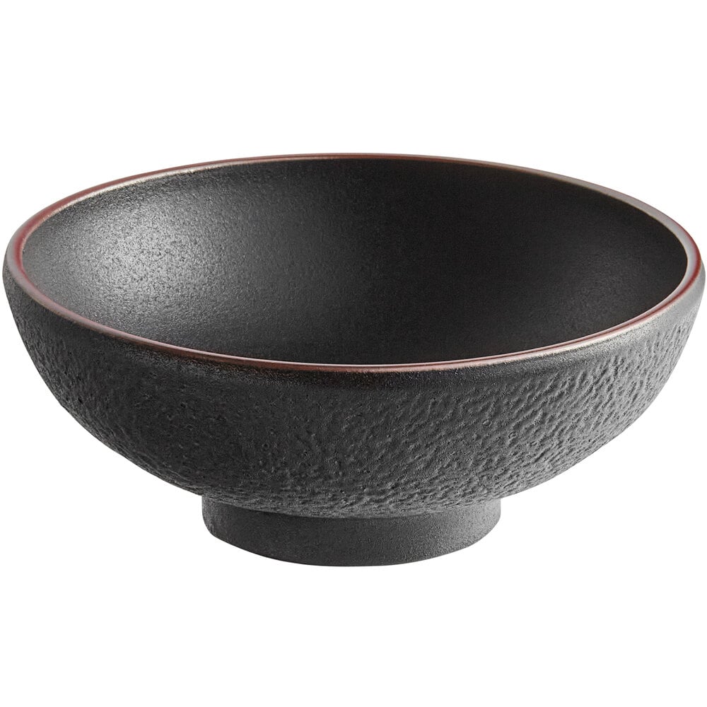Acopa Heika 48 oz. Black Matte Textured Stoneware Bowl - Sample