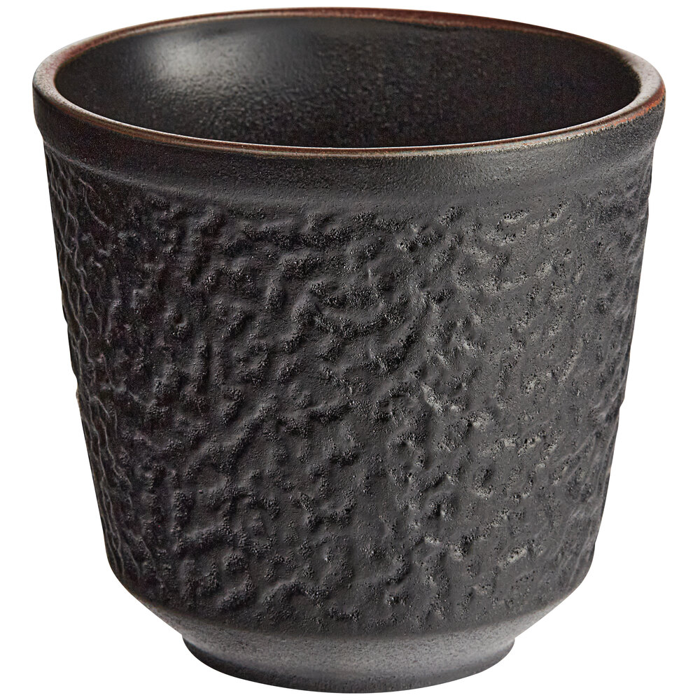Acopa Heika 12 oz. Black Matte Textured Stoneware Mug - Sample