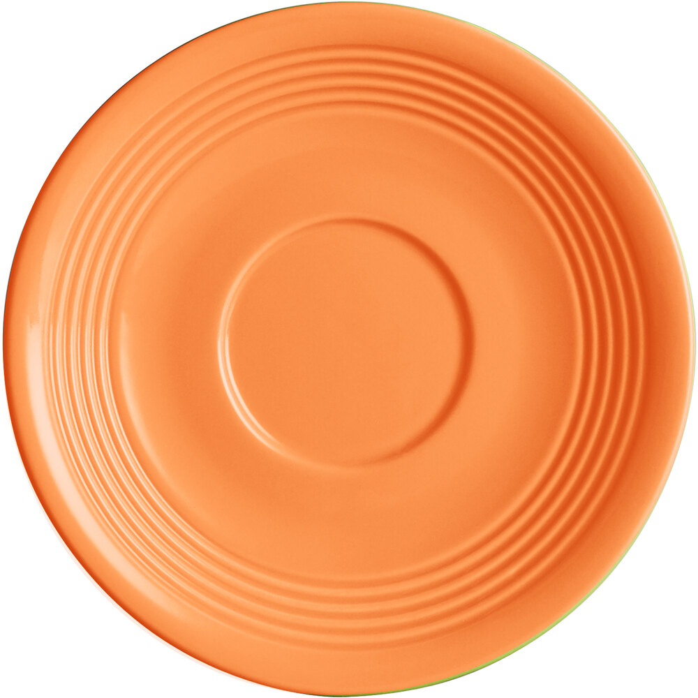 Acopa Capri 6" Valencia Orange Stoneware Saucer - Sample
