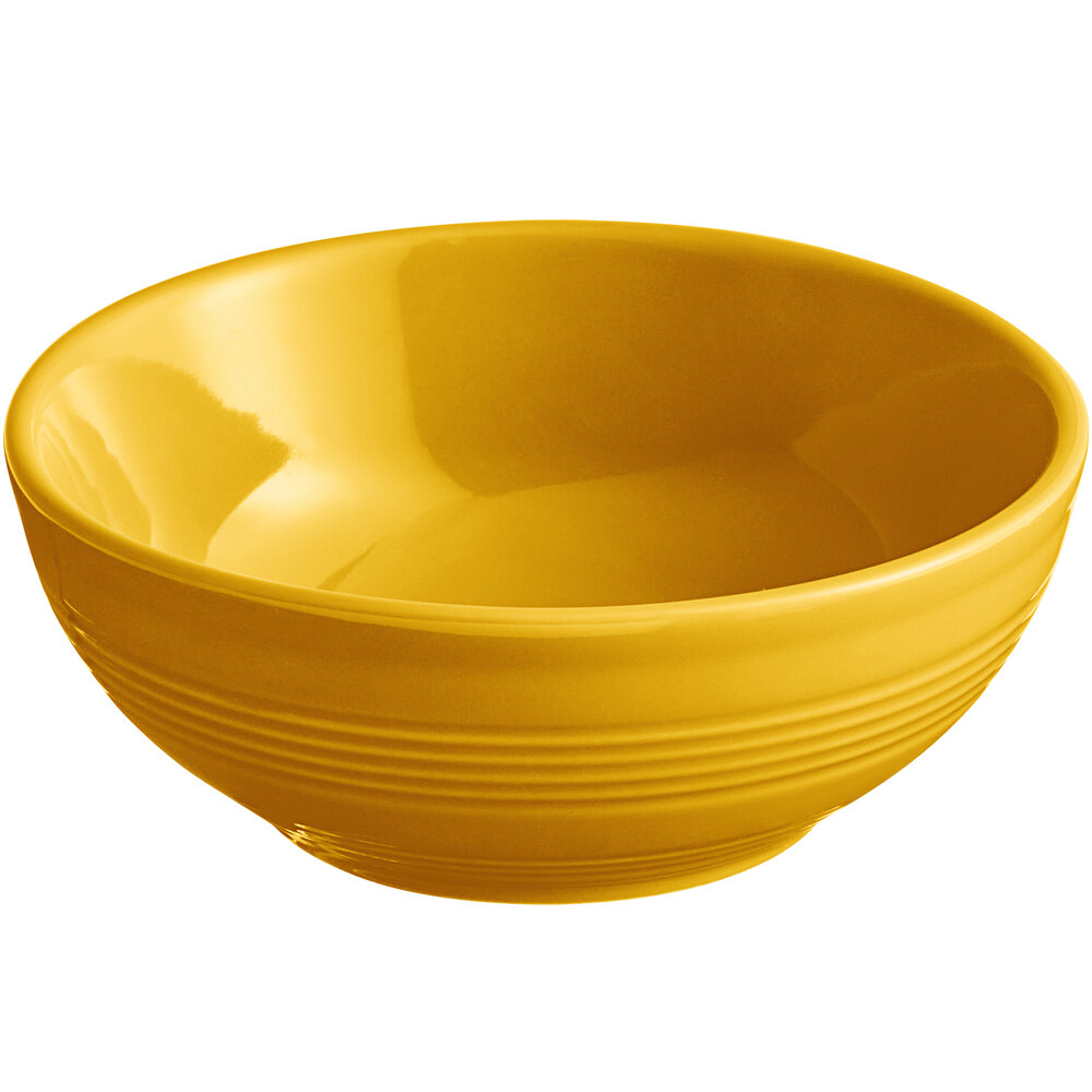 Acopa Capri 13 oz. Mango Orange Stoneware Nappie Bowl - Sample