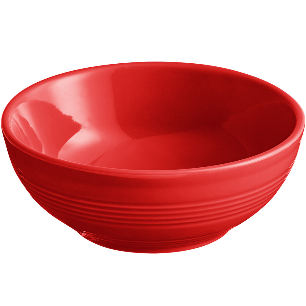 Acopa Capri 13 oz. Passion Fruit Red Stoneware Nappie Bowl - Sample