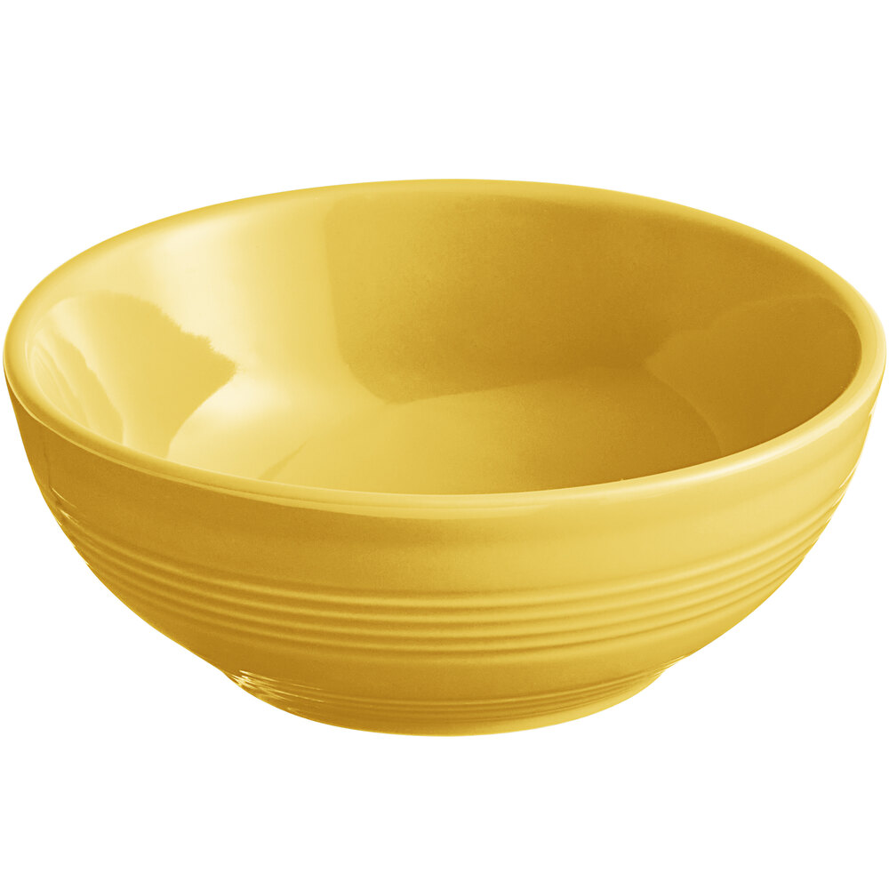 Acopa Capri 13 oz. Citrus Yellow Stoneware Nappie Bowl - Sample