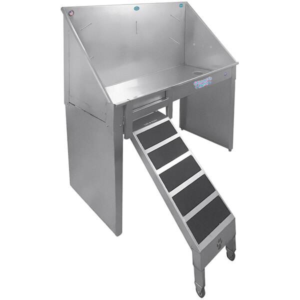 Groomer's Best GB58WTADA-L 58" Stainless Steel ADA Walk-Through Bathing Tub with Left Drain