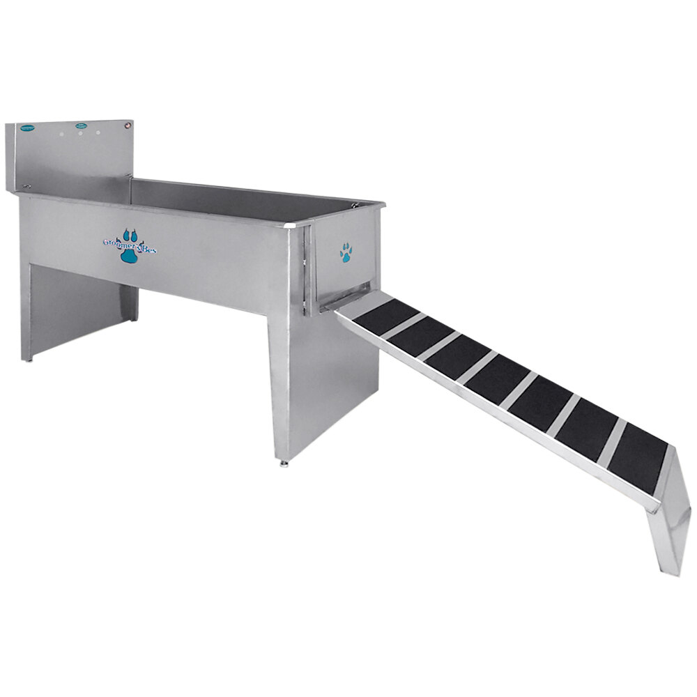 Groomer's Best GB48INT-R 48" Stainless Steel In-Line Bathing Tub with Right Drain