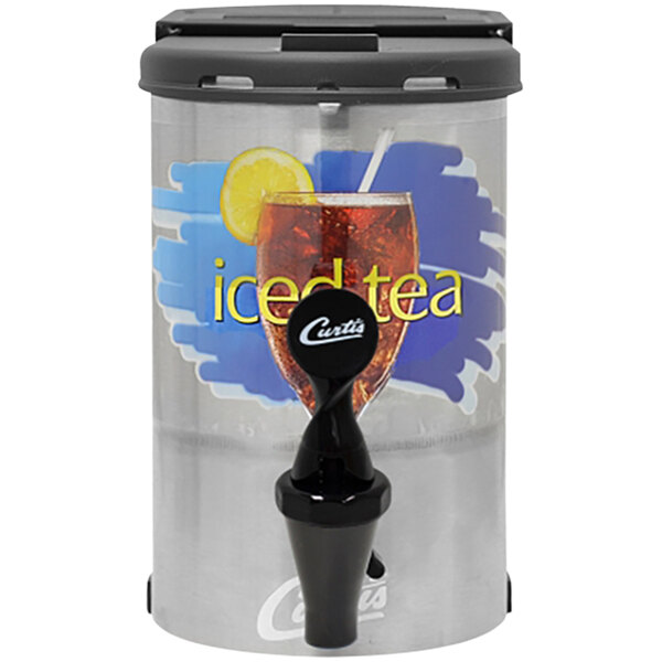 Curtis TCN1510 1.5 Gallon Narrow Stainless Steel Iced Tea Dispenser with Brew-Through Plastic Lid