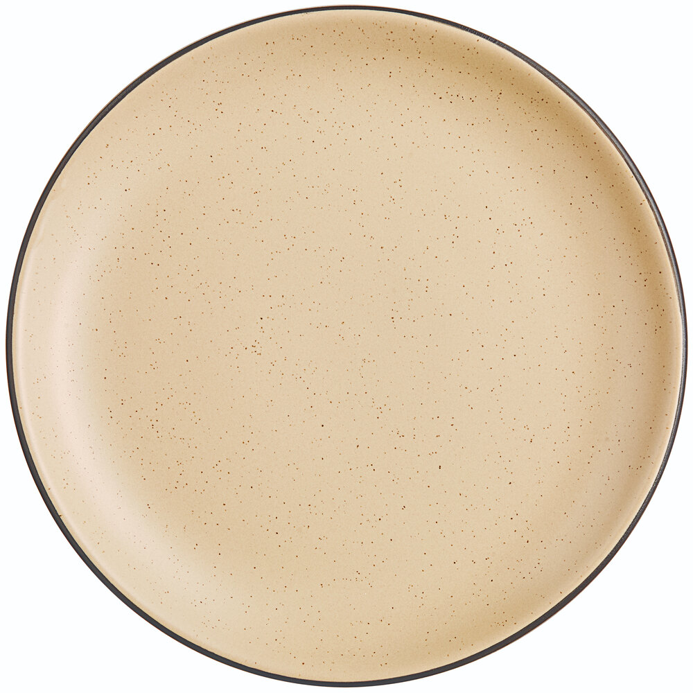 Acopa Embers 7 1/2" Harvest Tan Matte Coupe Stoneware Plate - Sample
