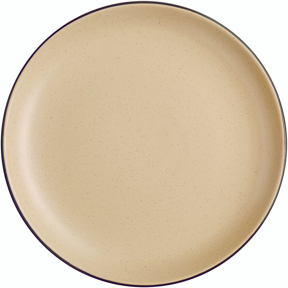 Acopa Embers 10 3/4" Harvest Tan Matte Coupe Stoneware Plate - Sample
