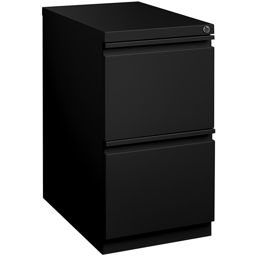 Hirsh Industries 15" x 22 7/8" x 27 3/4" Black Mobile Pedestal Filing Cabinet with 2 Drawers