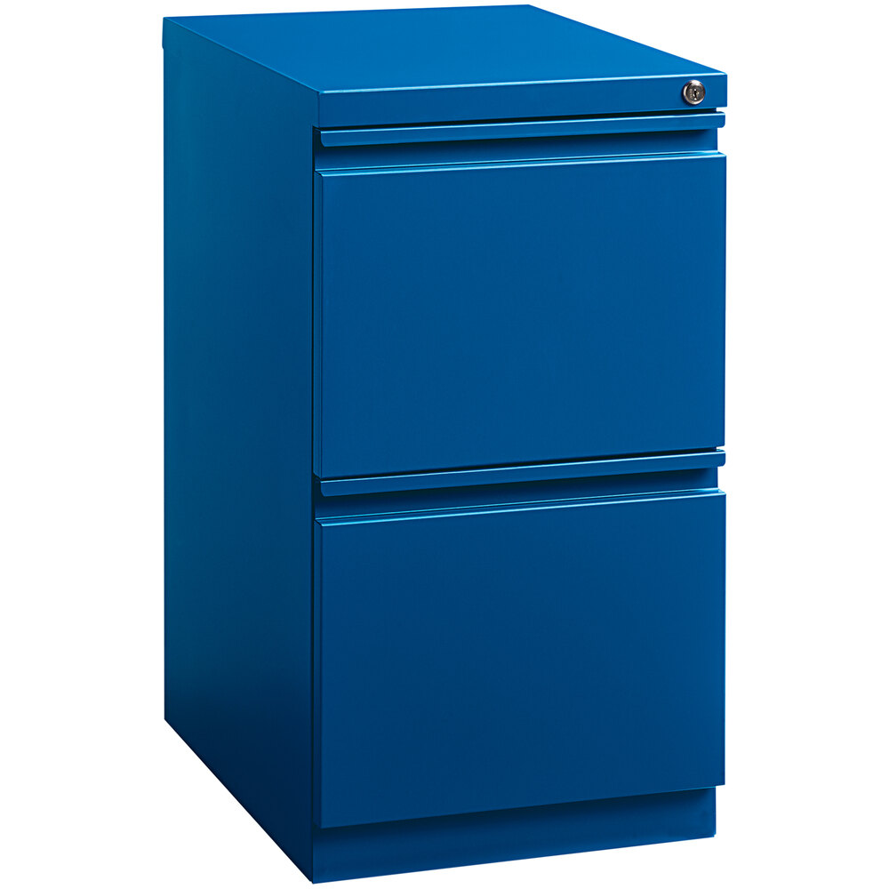 Hirsh Industries 15" x 19 7/8" x 27 3/4" Classic Blue Mobile Pedestal Filing Cabinet with 2 Drawers