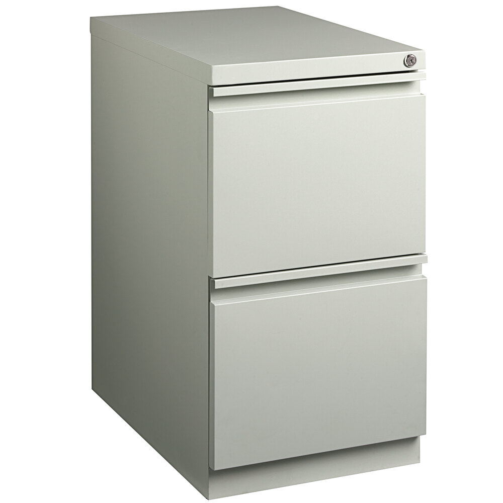 Hirsh Industries 15" x 22 7/8" x 27 3/4" Light Gray Mobile Pedestal Filing Cabinet with 2 Drawers