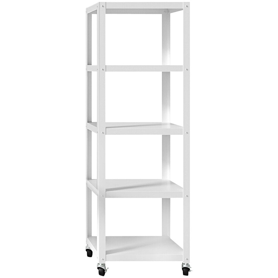 Hirsh Industries 24" x 14" x 72" White Metal Mobile 5-Shelf Bookcase