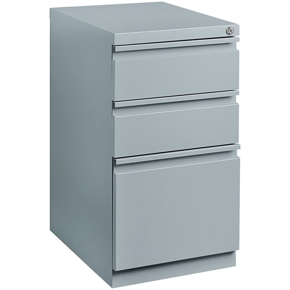 Hirsh Industries 15" x 19 7/8" x 27 3/4" Platinum Mobile Pedestal Filing Cabinet with 3 Drawers