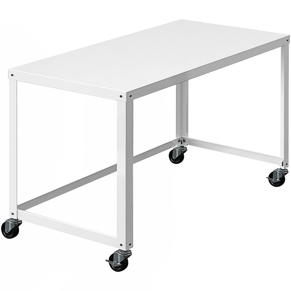Hirsh Industries 47 1/2" White Mobile Metal Desk