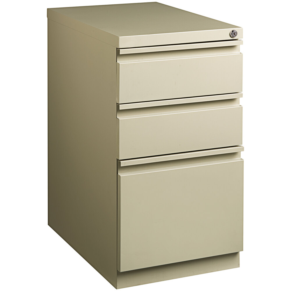 Hirsh Industries 15" x 22 7/8" x 27 3/4" Putty Mobile Pedestal Filing Cabinet with 3 Drawers