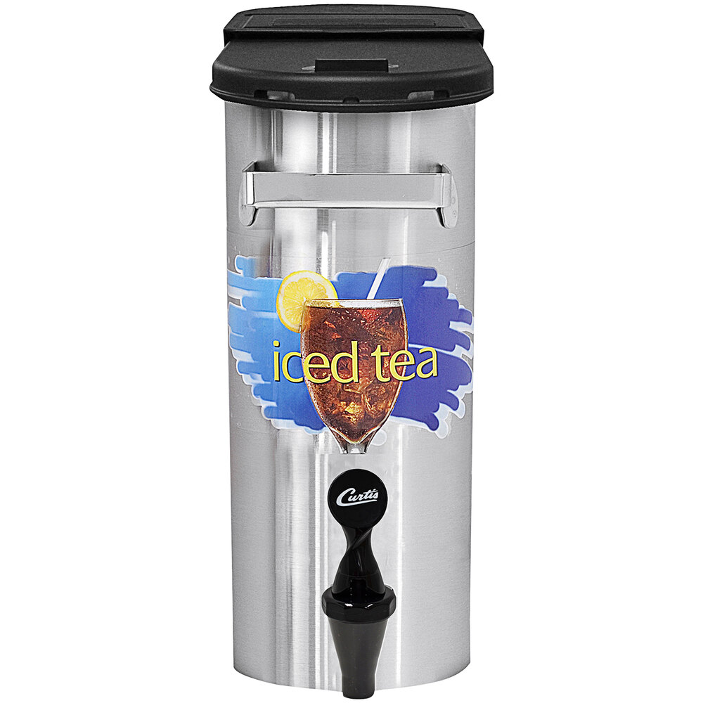 Curtis TCN14 3.5 Gallon Narrow Stainless Steel Iced Tea Dispenser with Brew-Through Plastic Lid