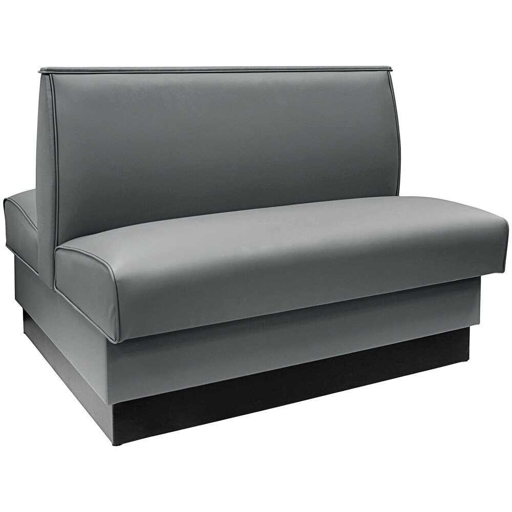 American Tables & Seating 45 1/2" Long Gunmetal Plain Double Back Fully Upholstered Booth - 36" High