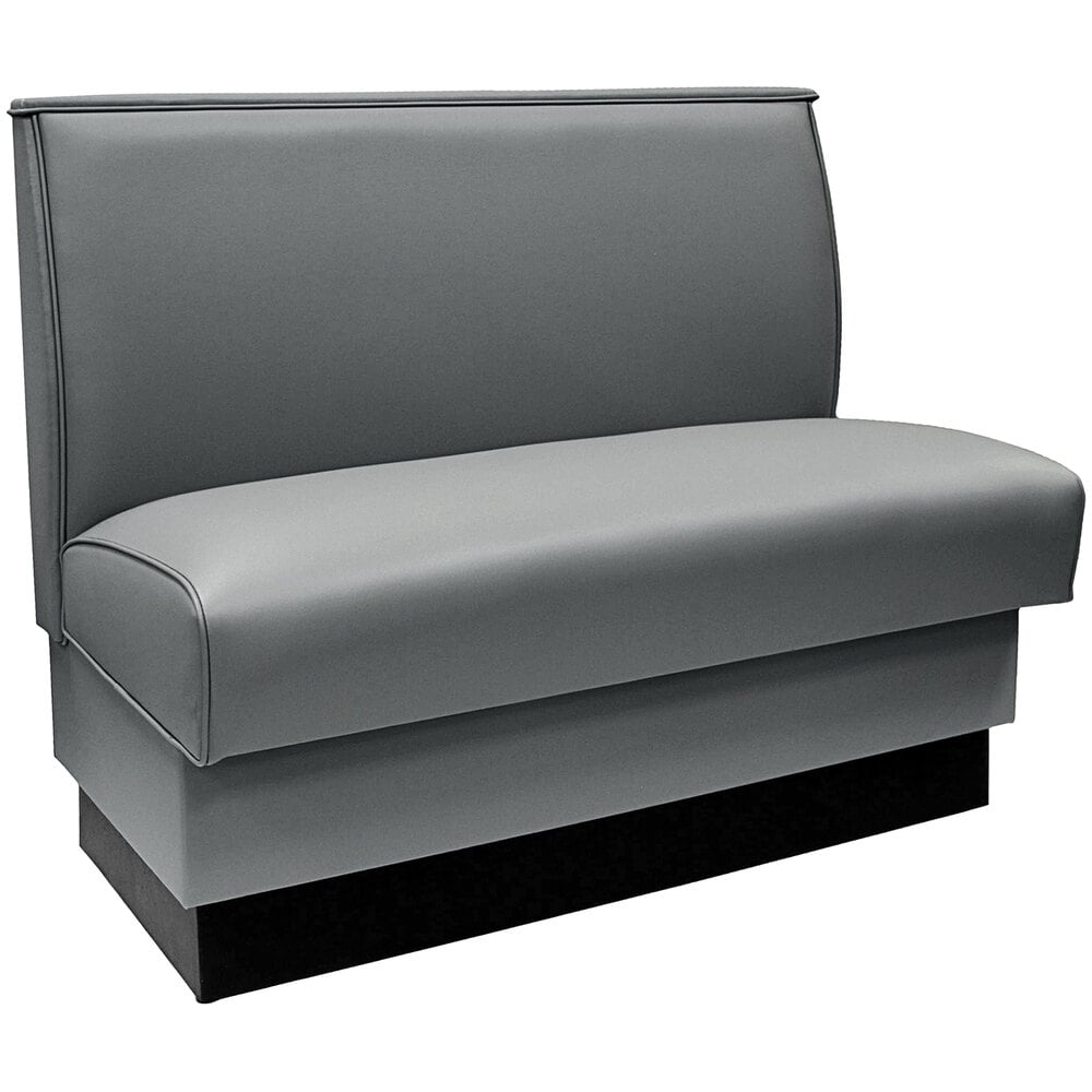 American Tables & Seating 45 1/2" Long Gunmetal Plain Single Back Fully Upholstered Booth - 36" High