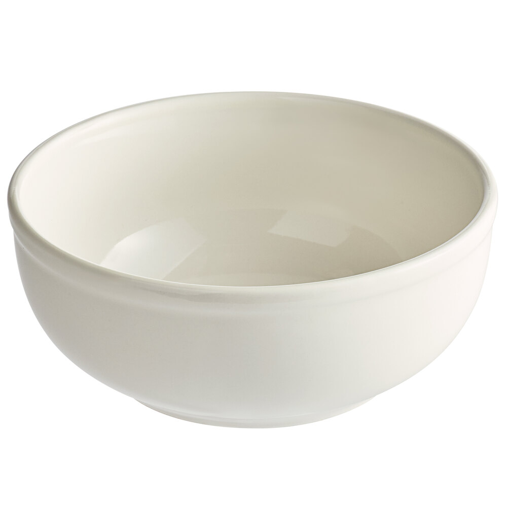 Acopa 15 oz. Ivory (American White) Rolled Edge Stoneware Nappie Bowl - Sample