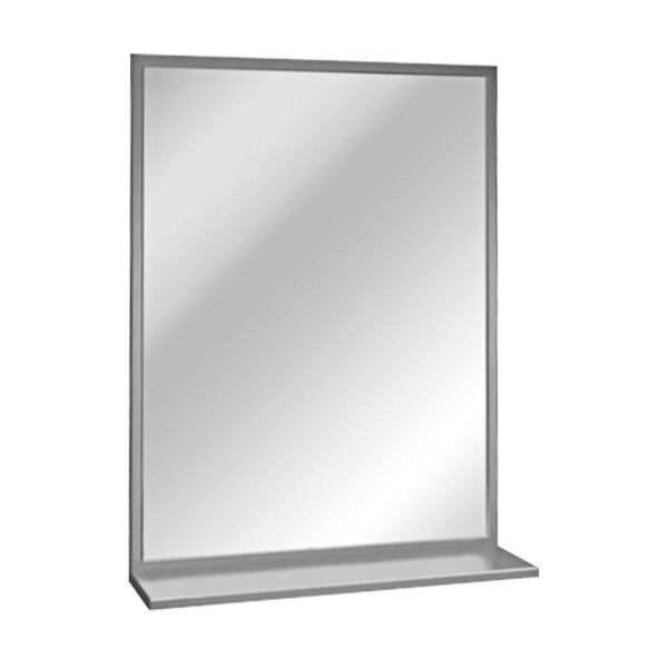 American Specialties, Inc. 24" x 36" Plate Glass Mirror with Stainless Steel Chan-Lok Frame and Shelf 10-0625-2436