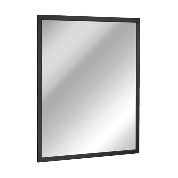 American Specialties, Inc. 18" x 36" Plate Glass Mirror with Matte Black Stainless Steel Inter-Lok Angle Frame 10-0600-1836-41