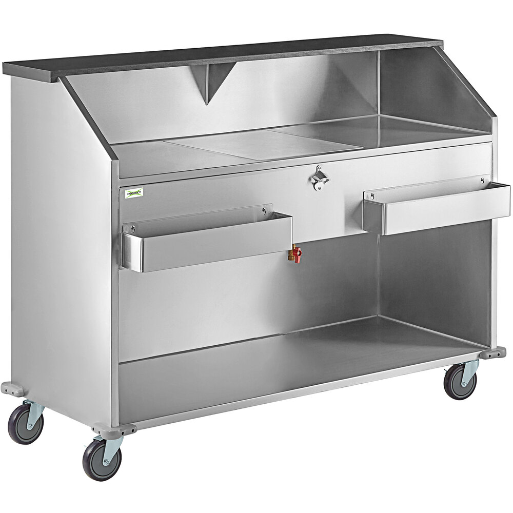 Regency 63" Basic Stainless Steel Portable Bar with Two Removable Speed Rails and Ice Bin