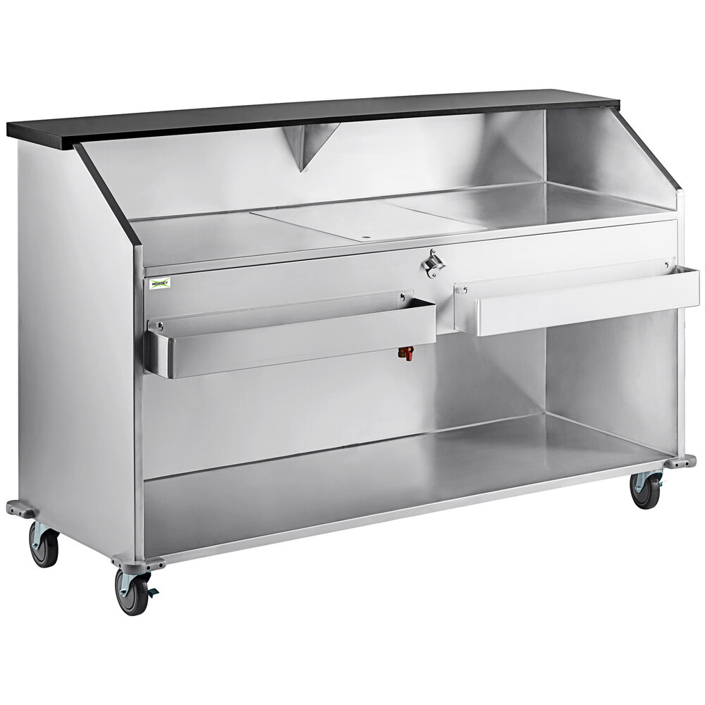 Regency 74" Basic Stainless Steel Portable Bar with Two Removable Speed Rails and Ice Bin