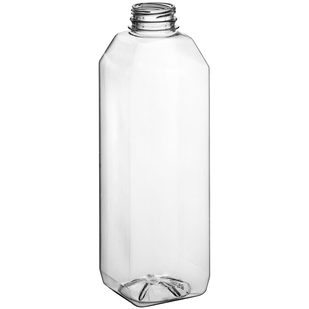 Captiva Containers 32 oz. Customizable Square PET Clear Juice Bottle - 104/Bag
