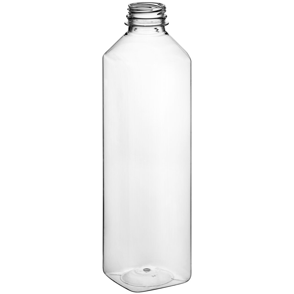 Captiva Containers 32 oz. Customizable Tall Square Clear PET Juice Bottle - 104/Bag
