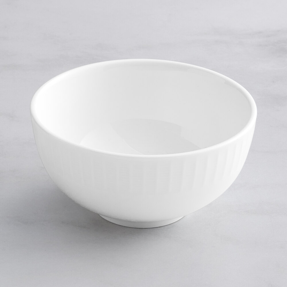 Acopa Cordelia 12 oz. Bright White Embossed Porcelain Bowl - Sample