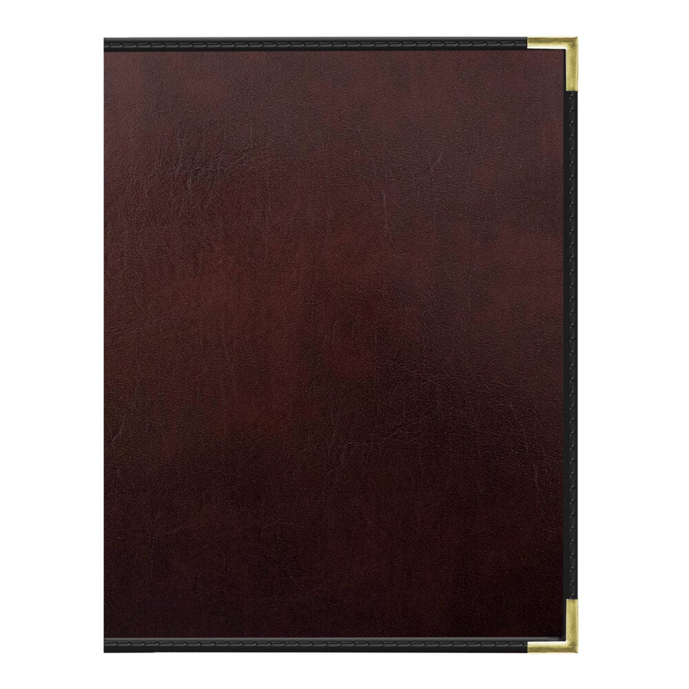 H. Risch, Inc. 8 1/2" x 11" Wine Tuxedo Leather Customizable 12 View Menu Cover with Interior Pocket