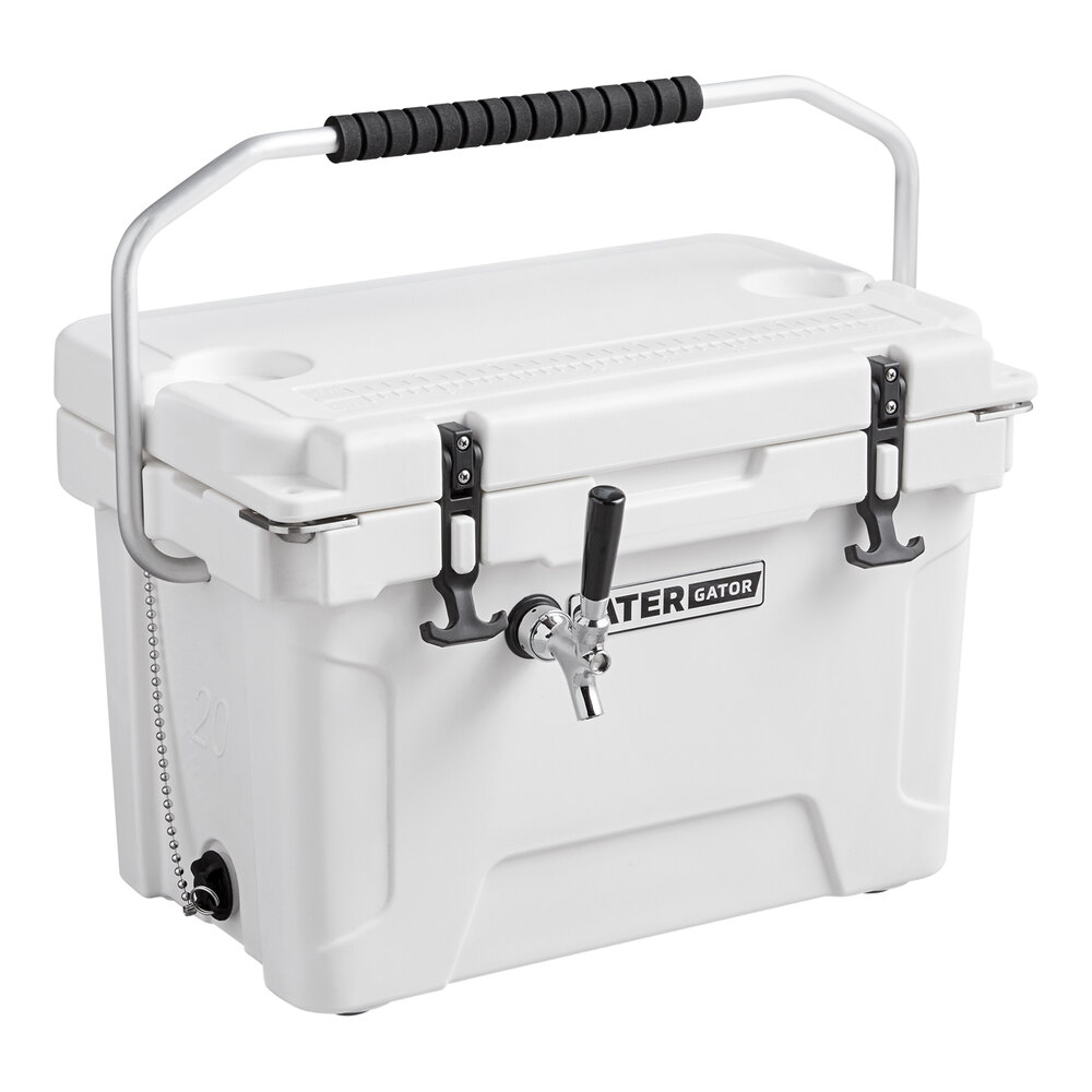 CaterGator JB20WH White 1 Faucet 21 Qt. Insulated Jockey Box with 65 ft. Coil