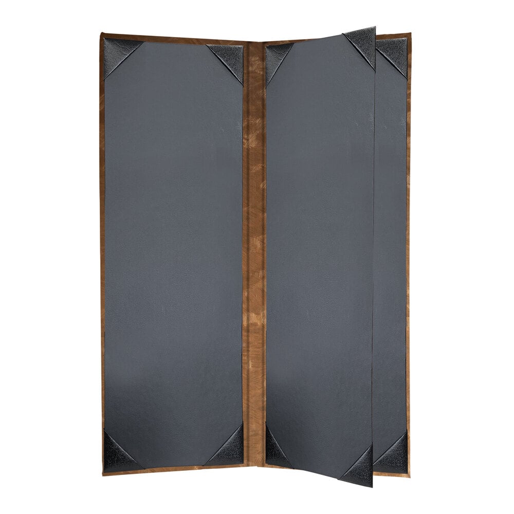 H. Risch, Inc. MET-4V Fools Gold Brushed Metallic 4 1/4" x 14" Customizable 4 View Menu Cover