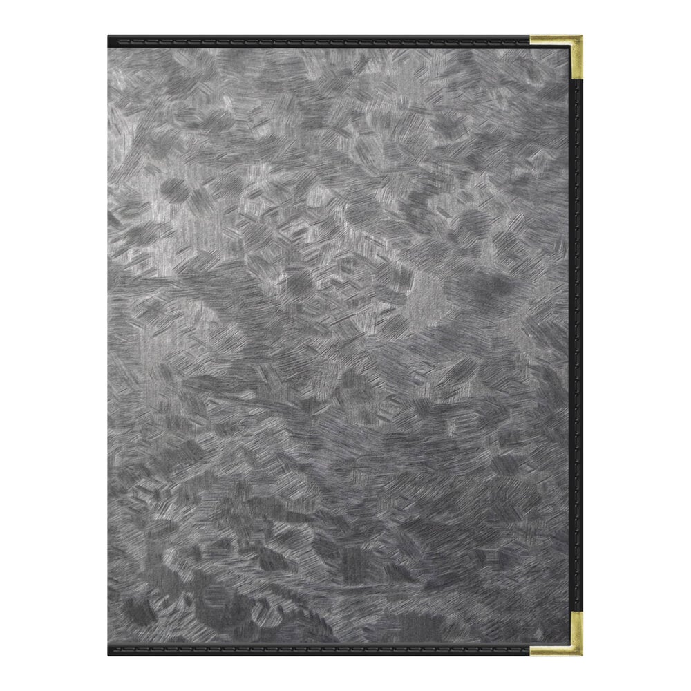 H. Risch, Inc. MET-PKT-12V Steel Brushed Metallic 8 1/2" x 11" Customizable 12 View Menu Cover