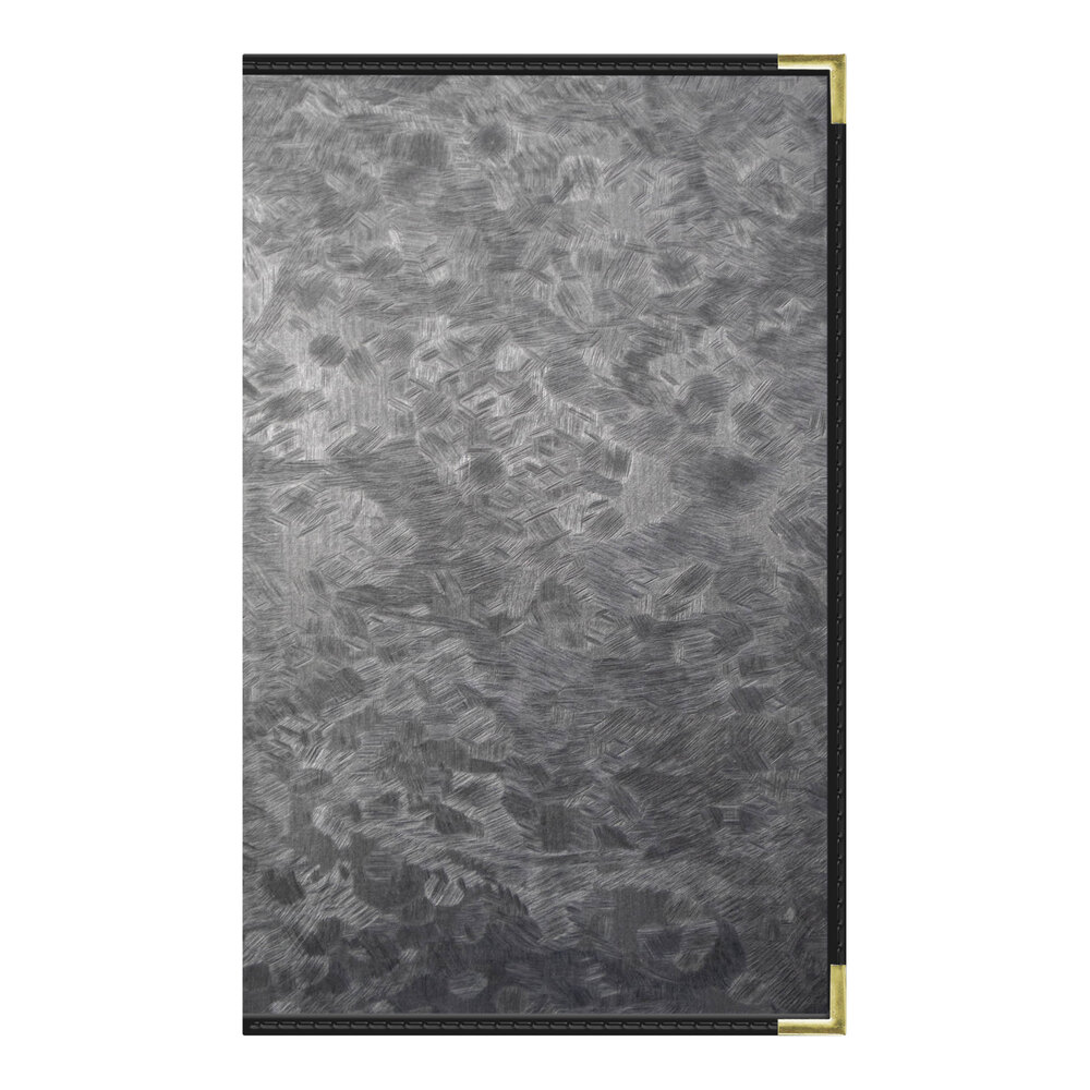 H. Risch, Inc. MET-PKT-12V Steel Brushed Metallic 8 1/2" x 14" Customizable 12 View Menu Cover