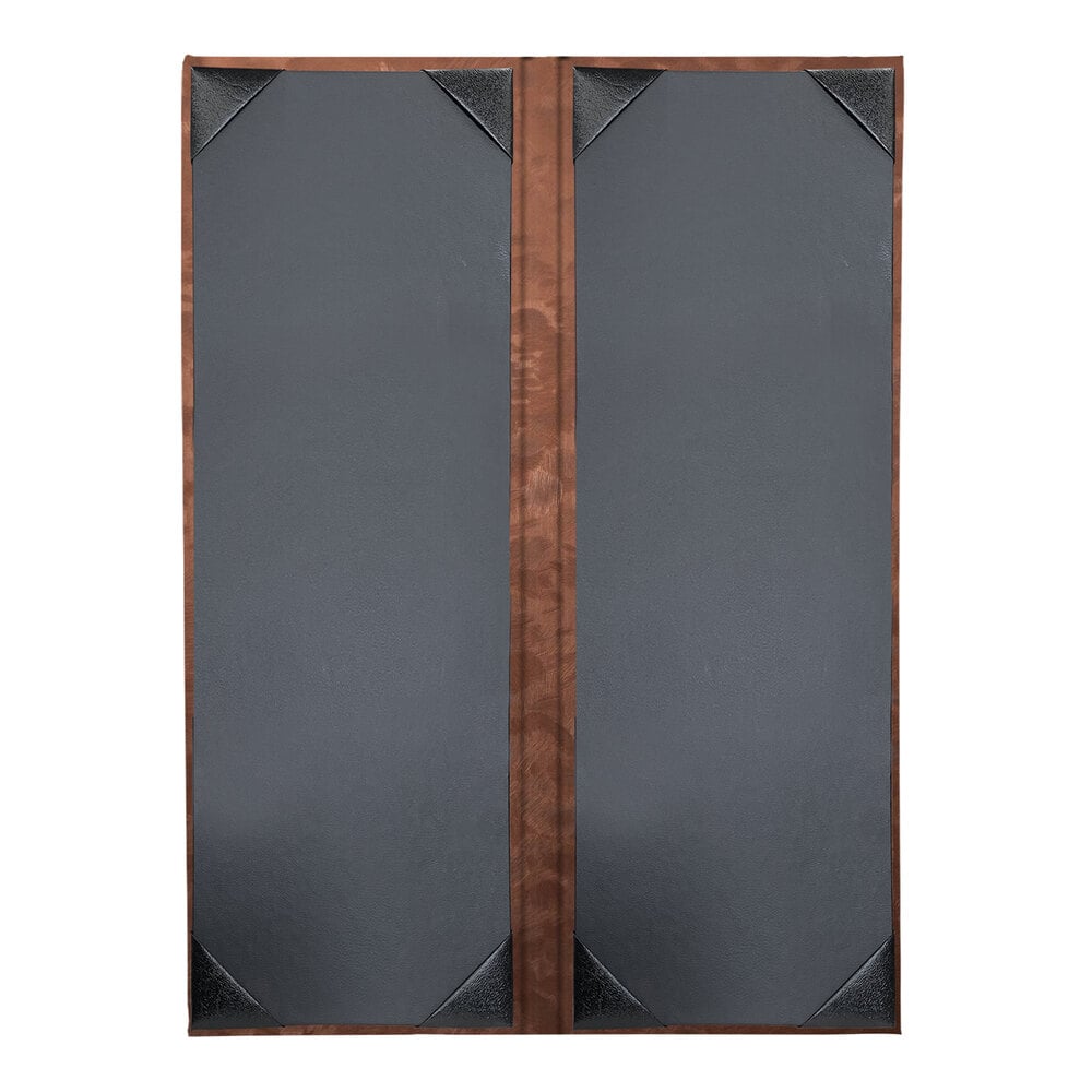 H. Risch, Inc. MET-2V Bronze Brushed Metallic 4 1/4" x 14" Customizable 2 View Menu Cover
