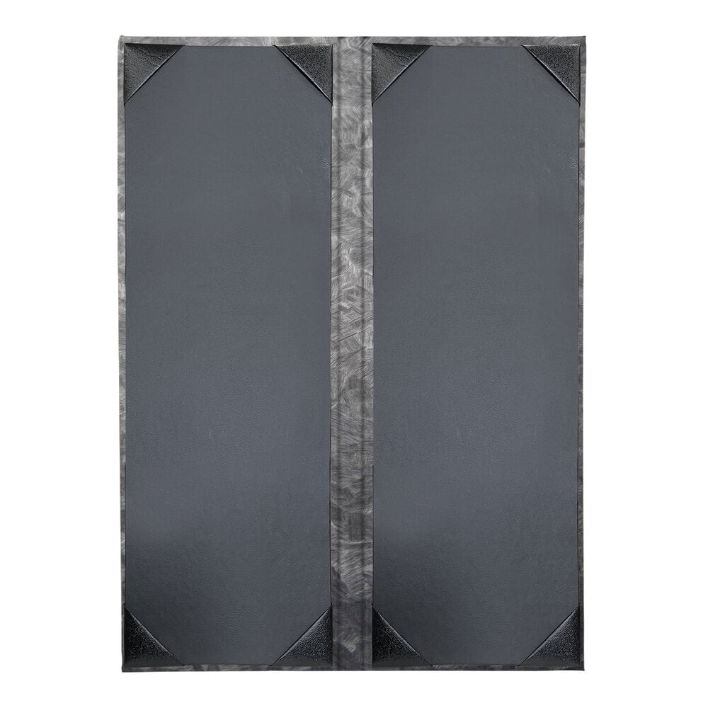 H. Risch, Inc. MET-2V Steel Brushed Metallic 4 1/4" x 14" Customizable 2 View Menu Cover
