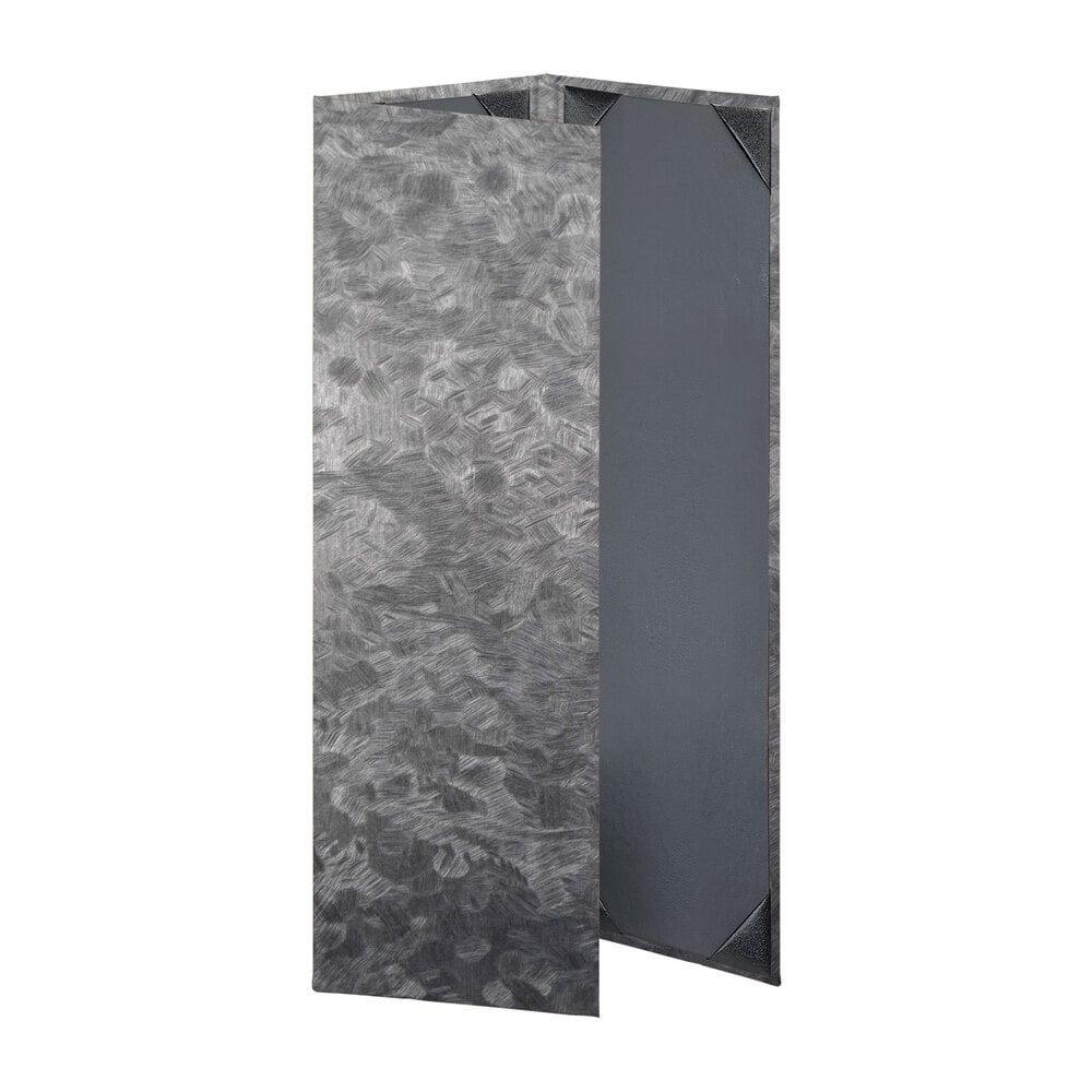 H. Risch, Inc. MET-3V Steel Brushed Metallic 4 1/4" x 14" Customizable 3 View Menu Cover