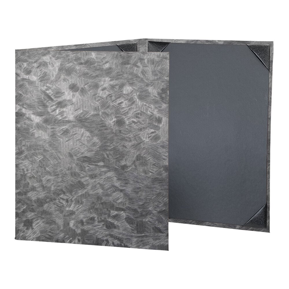 H. Risch, Inc. MET-3V Steel Brushed Metallic 8 1/2" x 11" Customizable 3 View Menu Cover