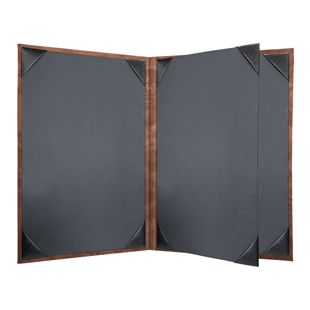 H. Risch, Inc. MET-4V Bronze Brushed Metallic 5 1/2" x 8 1/2" Customizable 4 View Menu Cover