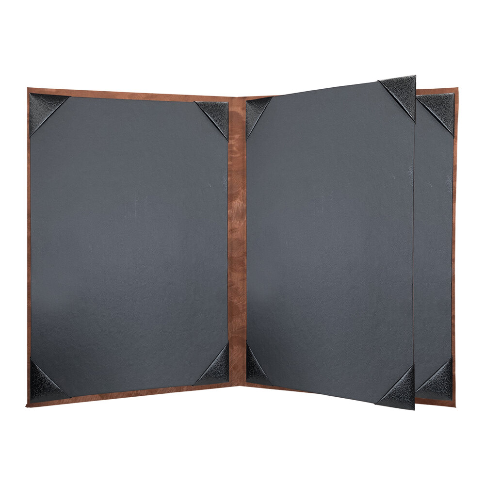 H. Risch, Inc. MET-4V Bronze Brushed Metallic 8 1/2" x 11" Customizable 4 View Menu Cover