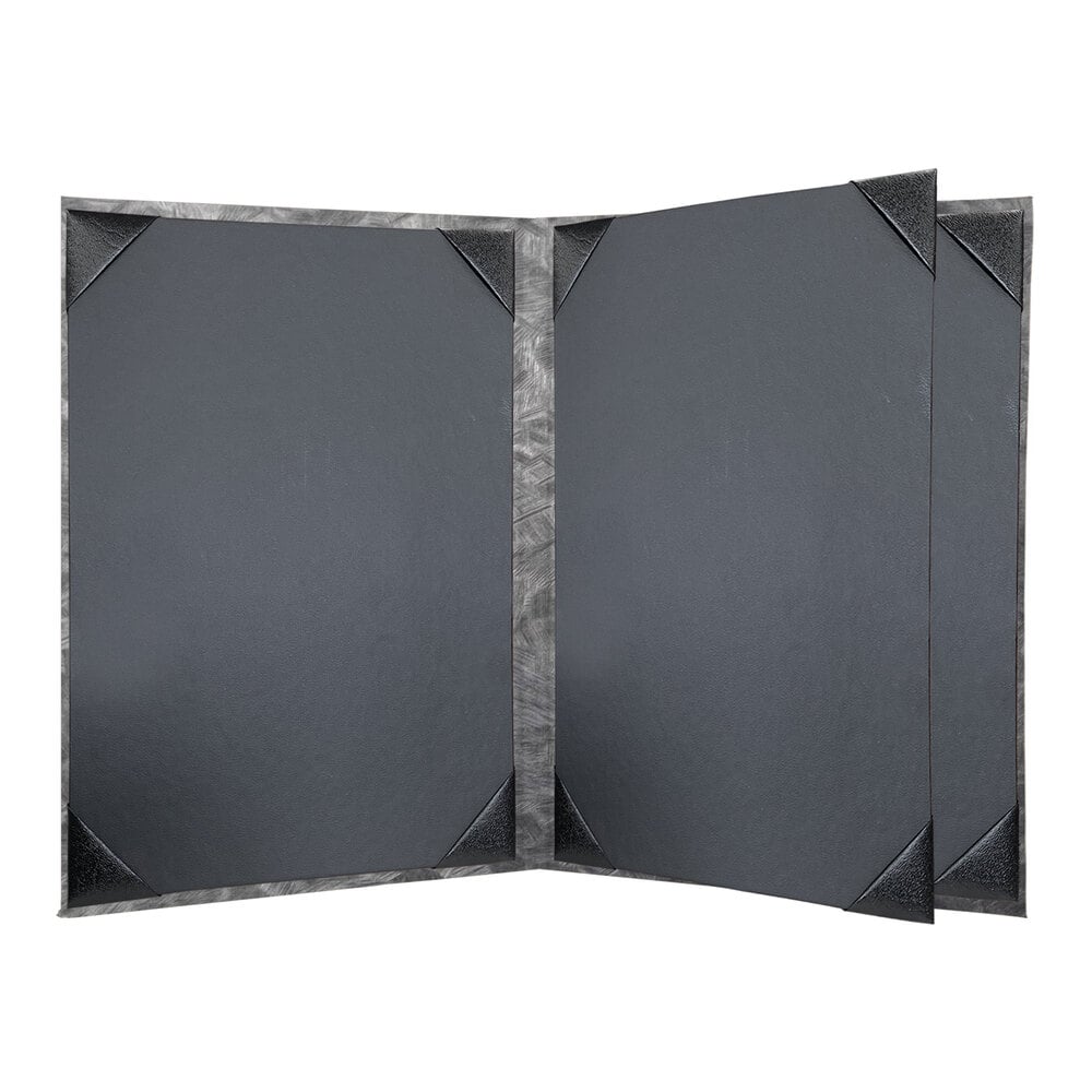 H. Risch, Inc. MET-4V Steel Brushed Metallic 8 1/2" x 11" Customizable 4 View Menu Cover