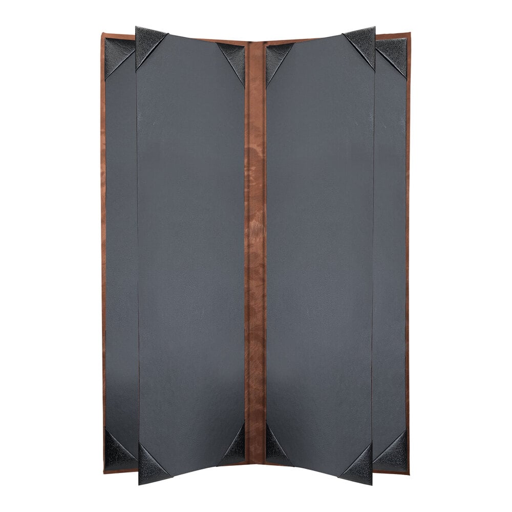 H. Risch, Inc. MET-6V Bronze Brushed Metallic 4 1/4" x 14" Customizable 6 View Menu Cover